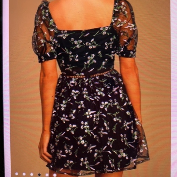 NWT Lulus Radiant Love Black Embroidered Skater Dress S - Picture 3 of 14